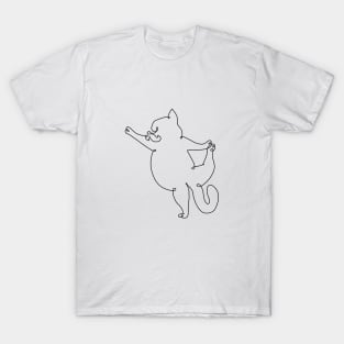 One Line Persian Cat Dancer Pose T-Shirt